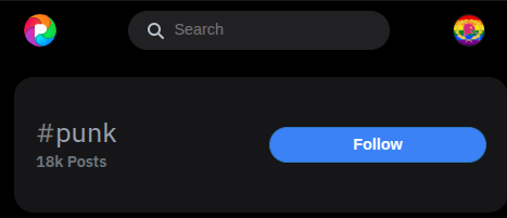 screenshot: it shows the hashtag punk and a follow button