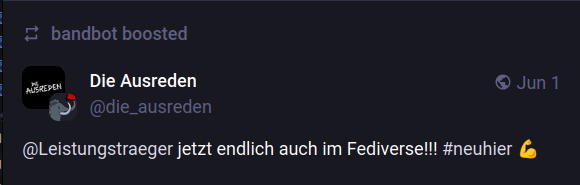 Ein Beispiel, wie der Bandbot in der Timeline aussieht
